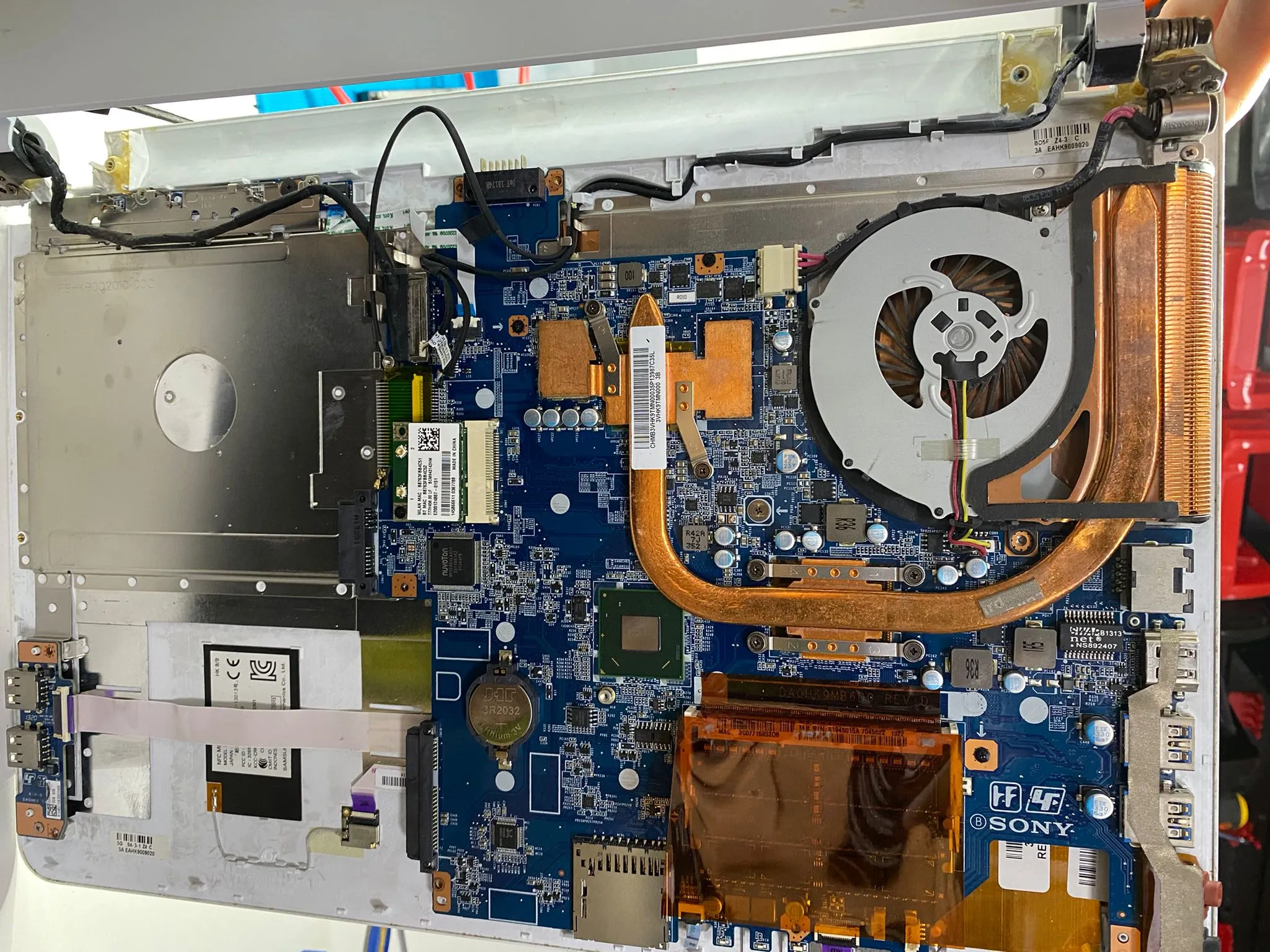 Placa base y disipador de portátil Sony